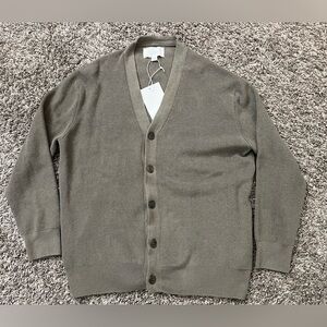 NWT Zara origins knit cashmere cotton cardigan olive green small